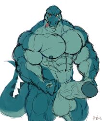 abs anthro anthro_male ariswuffo balls biceps dragon large_penis male male_only muscles muscular muscular_anthro muscular_male pecs penis testicles