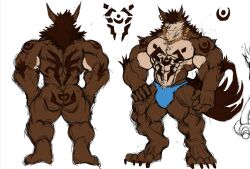 abs anthro_male ariswuffo biceps bulge canine earrings male muscles muscular muscular_anthro muscular_male pecs speedo