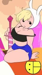 1girls big_breast blonde_hair bt_drake bunny_ears fionna_the_human_girl light-skinned_female shorts