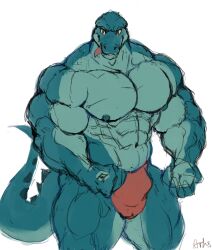 abs anthro anthro_male ariswuffo biceps bulge dragon male male_only muscles muscular muscular_anthro muscular_male pecs speedo