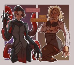 blonde_hair concept_moira light_skin lingerie mature_female mercy moicyst moira overwatch overwatch_2 pale_skin red_hair ripped_clothing roleplay shirt tentacle