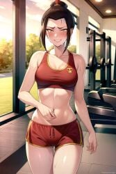 1girls ai_generated avatar_legends avatar_the_last_airbender azula female fire_nation gym gym_shorts gym_uniform osyasenpai solo stable_diffusion