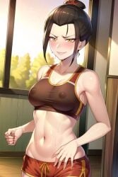 1girls ai_generated avatar_legends avatar_the_last_airbender azula female fire_nation gym gym_shorts gym_uniform osyasenpai solo stable_diffusion