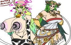 breast_expansion female high_heels huge_ass huge_breasts hypnosis kid_icarus kid_icarus_uprising lactation lucoa miss_kobayashi's_dragon_maid nintendo nipples palutena quetzalcoatl_(dragon_maid) thick_thighs wide_hips zarvex3