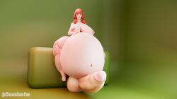 3d balls bbw belly big_belly big_breasts breasts erection fat futa_only futanari huge_belly hyper_penis large_breasts nipples overweight overweight_futanari penis red_hair solo solo_futa sunninsfw thick_thighs thunder_thighs twintails