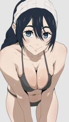 1girls amanai_riko bikini blue_eyes blue_hair breasts cleavage curvy female female_focus female_only hairband human jujutsu_kaisen large_breasts looking_at_viewer makkori_(utoxrjimlx8x49s) mappa smile teenager