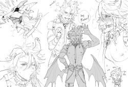 axel_syrios black_and_white gag holostars holostars_english holostars_english_-tempus- horns incubus leash_and_collar monster nipple_piercing pretty_boy skinny virtual_youtuber