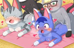 <3_eyes 0227 animal_crossing anthro anthro_on_anthro anthro_penetrated anthro_penetrating anthro_penetrating_anthro ass beach beach_towel black_body black_fur blue_body blue_fur blush bodily_fluids breasts cum cum_in_pussy cum_inside cute_fangs dipstick_ears domestic_cat empty_eyes eyewear felid feline felis female female_penetrated from_behind_position fur genital_fluids genitals glasses gloves_(marking) grey_body grey_fur group heart heterochromia hi_res lolly_(animal_crossing) male male/female male_penetrating male_penetrating_female mammal markings multicolored_ears nintendo nipples nude parallel_sex penetration penile penile_penetration penis penis_in_pussy punchy_(animal_crossing) raymond_(animal_crossing) rosie_(animal_crossing) seaside sex sweat towel vaginal_penetration vaginal_penetration white_body white_fur