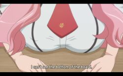 1girls baka_to_test_to_shoukanjuu big_breasts board covered_erect_nipples female himeji_mizuki large_breasts long_hair pink_hair subtitled