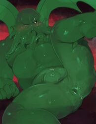 1boy 1monster anthro ass balls bara bara_tits bat_wings blush chubby cthulhu cthulhu_mythos eldritch_abomination eldritch_horror flaccid flaccid_penis full_color gay green_body green_skin h.p._lovecraft hi_res holding_own_leg humanoid humanoid_genitalia inviting inviting_to_sex kogito looking_at_viewer lovecraftian male male_only monster monster_boy on_back penis presenting presenting_anus presenting_hindquarters shiny_skin slightly_chubby slightly_chubby_male smooth_skin smooth_skinned_male solo solo_focus solo_male spread_legs tentacle tentacle_monster wet wet_body wings