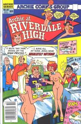 archie_andrews archie_comics ass bare_pussy betty_cooper blonde_hair casual clothed_male clothed_male_nude_female clothing cmnf comic_cover dilton_doiley diner female hairless_pussy human ice_cream_sundae male medium_breasts milkshake moriartyhide nude_female nude_females pale_skin pop_tate principal public red_hair restaurant serving_food shaved_pussy veronica_lodge waldo_weatherbee yellow_high_heels