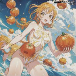 ai_generated beach female female_only nami nami_(one_piece) one_piece orange_hair orange_nipples post-timeskip sea vanthanhart website