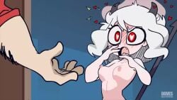 1boy 1boy1girl 1girls animated blush bodily_fluids cute cute_fang demon demon_girl diives erect_nipples erect_nipples_under_clothes female getting_erect heart heart-shaped_pupils helltaker holding_hands_is_lewd humanoid inverted_cross inverted_nipples male modeus_(helltaker) no_sound nude nude_female open_mouth patreon red_eyes shorter_than_10_seconds shorter_than_30_seconds tagme video watermark