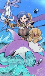 1girls bikini duel_monster fishnets maiden_of_the_aqua trident yu-gi-oh!