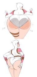 axel-rosered big_butt blonde_hair blue_eyes bottom_heavy color_edit colored_sketch female female_only gwen_poole gwenpool gwenpool_(series) hand_on_butt huge_butt large_butt leotard marvel marvel_comics paintmeanon skin_tight superheroine thick_thighs