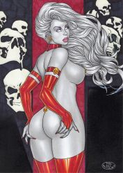 2023 bubble_butt chaos_comics coffin_comics death_(personification) ed_benes_studio female_focus female_only grim_reaper huge_breasts lady_death latex_gloves latex_thighhighs queen_of_the_dead rudimar_patrocinio seductive seductive_look voluptuous voluptuous_female