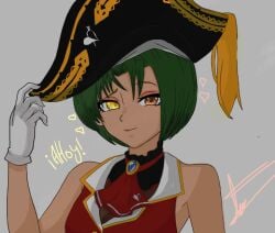 artist_name artist_signature brown_eyes colombian female female_focus fingerless_gloves flat_chest freckles gloves green_hair heterochromia hispanic hispanic_virtual_youtuber houshou_marine_(cosplay) indie_virtual_youtuber latam_virtual_youtuber light-skinned_female light_skin parce_alexis pirate pirate_hat red_lipstick ryumi ryumivt short_hair signature small_breasts twitch twitch.tv virtual_youtuber vtuber white_gloves yellow_eyes youtube youtube_hispanic