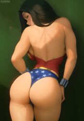 1girls ai_generated artist_name ass ass_focus athletic_female back back_muscles back_view backboob backless_leotard bare_shoulders big_ass black_hair blue_eyes blue_leotard bracer breasts circlet closed_mouth cutesexyrobutts_(style) cutesexyrobutts_ai_artstyle_imitation dc dc_comics flowerxl from_behind gold green_background large_breasts leotard lips long_hair looking_at_viewer looking_back red_leotard solo star_(symbol) star_print thighs tight_clothing two-tone_leotard wonder_woman wonder_woman_(series)