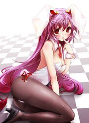 animal_ear bunny_ear bunny_girl bunny_tail bunnysuit cosplay duplicate high_heels kemonomimi long_hair pantyhose purple_hair reisen_udongein_inaba scarlet_(studioscr) shoes solo tail tights touhou usamimi