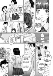 comic english_text highres kisaragi_gunma manga monochrome right_to_left school_uniform skirt translated