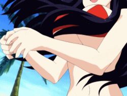 1girls animated animated_gif big_breasts bikini black_hair boin bouncing_breasts breasts cleavage female female_only happoubi_jin large_breasts long_hair palm_tree red_bikini resort_boin screencap smile solo source_request stitched swimsuit tagme tree volleyball