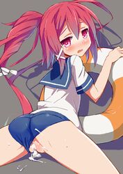 1girls 9law after_sex ass blush censored clothing cum cum_in_pussy cum_inside cumdrip female from_behind hair_ribbon innertube kantai_collection long_hair looking_at_viewer open_mouth pussy red_eyes red_hair ribbon school_swimsuit school_uniform serafuku spread_legs swimsuit swimsuit_aside swimsuit_under_clothes