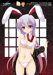 bra bunny_ear hanao_(kuma-tan_flash!) lingerie long_hair necktie panties purple_hair red_eyes reisen_udongein_inaba touhou underwear very_long_hair