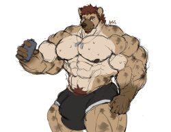 abs anthro_male ariswuffo biceps big_muscles bulge canine huge_muscles large_muscles male muscles muscular muscular_anthro muscular_arms muscular_male pecs shorts