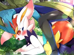 <3_eyes ahe_gao ambiguous_penetration anthro anthro_on_anthro anthro_penetrated anthro_penetrating anthro_penetrating_anthro blush breasts cinderace duo ear_blush female female_penetrated forest forest_background fur generation_8_pokemon heart hi_res inteleon looking_pleasured male male/female male_penetrating male_penetrating_female nature nature_background nintendo open_mouth penetration plant pokemon pokemon_(species) prrrrrrmine sex tongue tongue_out tree white_body white_fur