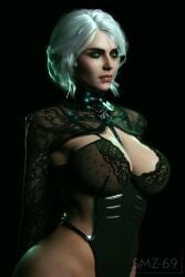 1girls 3d absurd_res athletic_female big_breasts breasts cd_projekt_red ciri cleavage closed_eyes eyeshadow female female_only green_eyes hi_res human lip_piercing smz-69 solo the_witcher_(series) the_witcher_3:_wild_hunt thighs white_hair wide_hips