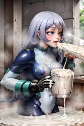 ai_generated bathing_in_cum bathroom big_breasts blue_eyes blue_hair blue_hair_female body_hair boku_no_hero_academia boobs cum cum_drinking cum_dump cum_dumpster cum_in_container cum_on_breasts cum_on_clothes cum_on_clothing drenched_in_cum drinking_cum drinking_glass hadou_nejire hadou_nejire_(hero_outfit) long_hair my_hero_academia nejire-chan nejire_hado skard wet