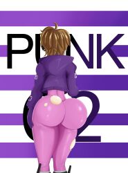 1girls back_view big_ass female female_only latex marshalperv one_piece pink short_hair vegapunk_lilith