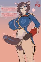 1futa anthro balls big_breasts big_penis catgirl clothed clothing dark_penis dialogue edelain english_text erection furry futa_only futanari gloves huge_breasts huge_cock humanoid_penis mostly_clothed neozoa ni_no_kuni_(series) ni_no_kuni_cross_worlds nz_naughty pants self_upload smooth_balls smooth_penis solo standing text text_bubble