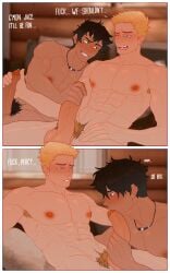 abs armpit_hair balls bara black_hair blonde_hair blowjob blue_eyes cuckoo_chan friends gay green_eyes handjob happy_trail heroes_of_olympus jason_grace male_only masturbating muscles necklace nipples percy_jackson percy_jackson_and_the_olympians precum pubes scar thick_penis yaoi