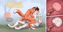 absurd_res animal_genitalia animal_penis anthro begging_to_stop bite bodily_fluids canid canine canine_genitalia canine_penis canis cervical_contact cervical_penetration cowgirl_position cum cum_in_ass cum_in_mouth cum_in_pussy cum_in_uterus cum_inside dialogue doggy_style dominant dominant_male double_penetration ear_bite female forced fox from_behind_position from_front_position gangbang genital_fluids genitals group group_sex hi_res humanoid_genitalia humanoid_pussy internal lumia_(lumiathemerchant) lumia_the_merchant male male/female mammal on_bottom on_top penetration penis pussy questionable_consent sandwich_position sex submissive submissive_female trio uterus vaginal_penetration vaginal_penetration wolf