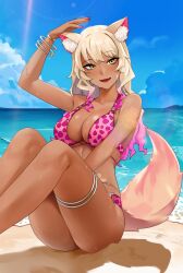 1girls beach big_ass big_breasts bikini cheetah_print cheetah_print_bikini fate/grand_order fate_(series) female furry gal gyaru gyaru_gal kuro_gyaru noir_(4chan) pink_cheetah_print suzuka_gozen_(fate) suzuka_gozen_(swimsuit_rider)_(fate) tagme