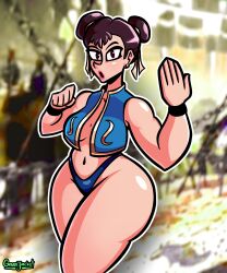 1girls big_ass big_breasts breasts chun-li green_jacket_(artist) looking_at_viewer solo solo_female street_fighter street_fighter_6 thick_ass thick_thighs thong