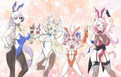 4girls bunnysuit dogmatika_ecclesia_the_virtuous dogmatika_fleudelis_the_knighted dogmatika_fleurdelis_the_knighted ecclesia_(yu-gi-oh!) female female_only multiple_girls the_iris_swordsoul tri-brigade_ferrijit_the_barren_blossom tri-brigade_kitt yu-gi-oh!