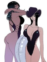 1girls big_breasts black_hair cowboy_hat female female_only hat hisarakanoi large_breasts looking_at_viewer mature_female miss_all_sunday nico_robin one-piece_swimsuit one_piece pre-timeskip slim_waist villainess