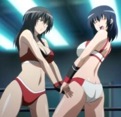 2girls catfight female female_only hagiwara_sakura multiple_girls sekai_de_ichiban_tsuyoku_naritai! stitched toyoda_misaki