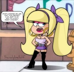 bimbo boots english_text female gravity_falls high_heel_boots high_heels large_ass large_breasts pacifica_northwest sandybelldf text thick_thighs thigh_boots thighhigh_boots typo wide_hips