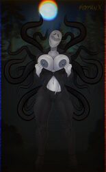 1girls 1monster big_breasts business_suit creepy creepypasta female female_only forest full_moon gigantic_breasts horror huge_breasts monster monster_girl no_face pale_skin roymanx rule_63 slenderman slenderwoman solo tentacle thick_thighs