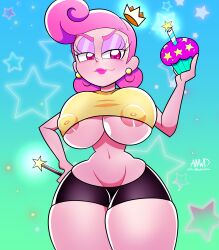 anwd big_ass big_breasts clothed female female_only front_view nipples_visible_through_clothing no_bra no_underwear pussy_window the_fairly_oddparents underboob wanda_fairywinkle-cosma