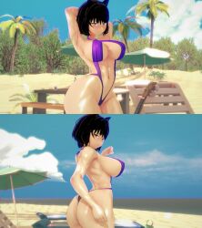 1girls arms_behind_head ass beach big_ass big_breasts bikini black_hair blake_belladonna busty cat_ears fat_ass large_breasts looking_at_viewer mature mature_woman milf navel pose posing purple_bikini rwby sexy_armpits sling_bikini smile smiling_at_viewer solo stormstriker yellow_eyes