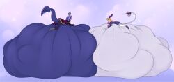 aaanya anthro anthro_only anthro_pred belly_bigger_than_body calamity_mod deimos_the_starborn_princess female hyper hyper_belly male mass_vore terraria the_devourer_of_gods vore vore_belly