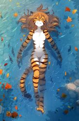 female flora_(twokinds) solo swimming tail tiger twokinds water