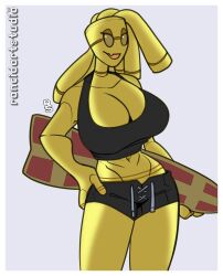 anthro big_breasts female game_freak gholdengo ghost humanoid judoon metal metal_body metal_breasts metal_girl metal_hair metal_skin metallic metallic_body metallic_hair metallic_skin nintendo pokémon_(species) pokemon pokemon_sv surfboard tank_top