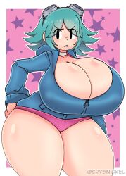 1girls big_breasts blue_hair breasts choker cleavage clothed crysnickel curvy female goggles goggles_on_head hoodie huge_breasts hyper_thighs looking_at_viewer massive_thighs ramona_flowers scott_pilgrim shorts standing tagme thick thick_thighs thighs thunder_thighs venus_body voluptuous