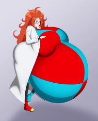 1female akira_toriyama android_21 android_21_(good) android_21_(human) arc_system_works bandai_namco belly big_ass big_belly big_breasts big_butt black_leggings black_sleeves black_tank_top bloated_belly blue_eyes brown_hair checkered_clothes clothed_female commission damnitshuge dragon_ball dragon_ball_fighterz dragon_ball_super_super_hero earrings female female_pred glasses huge_ass huge_belly huge_boobs huge_breasts lab_coat labcoat looking_at_belly looking_at_bulge looking_pleasured massive_ass massive_belly massive_breasts massive_butt massive_thighs pale_skin predator/prey same_size_vore scientist smiling vomi_(dragon_ball) vore vore_belly wide_ass wide_hips wide_thighs
