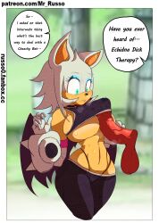 anthro big_breasts clothed furry grabbing_arm grabbing_arms imminent_penetration imminent_rape imminent_sex knuckles_the_echidna mr.russo panties penis_between_breasts precum rouge_the_bat sega shaggy_hair shocked shocked_expression sonic_(series) sonic_riders sonic_the_hedgehog_(series) sweat